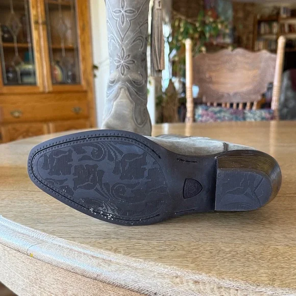 Ariat Greyish-tan Suede Embroidered Heeled Boots - Picture 8 of 13